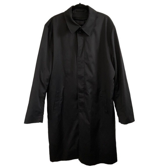London Fog Men's Black Trench Coat with Zip in / out Liner Size 44 Long - Picture 1 of 15